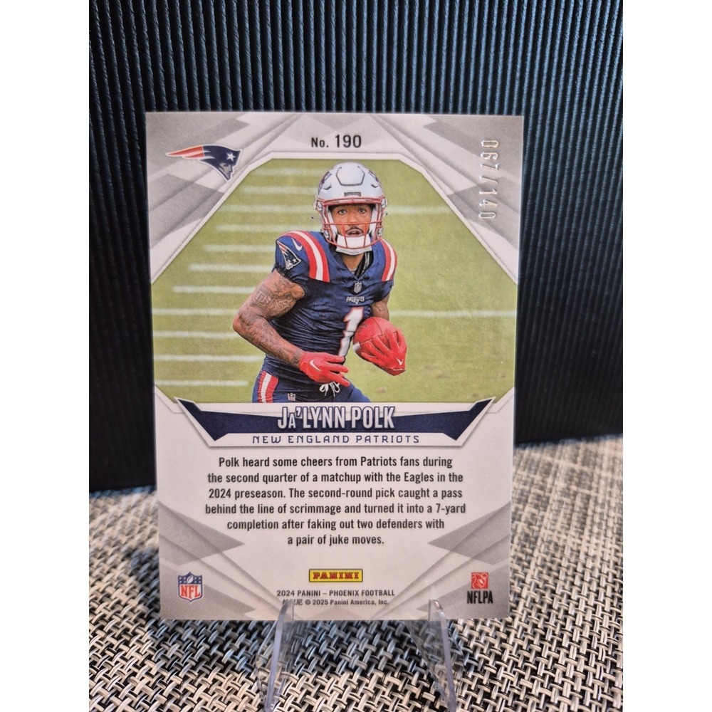 2024 Panini Phoenix Ja'Lynn Polk #190 Rookiew Red Hyper /140 (RC) Patriots‎ SP - Picture 2 of 7